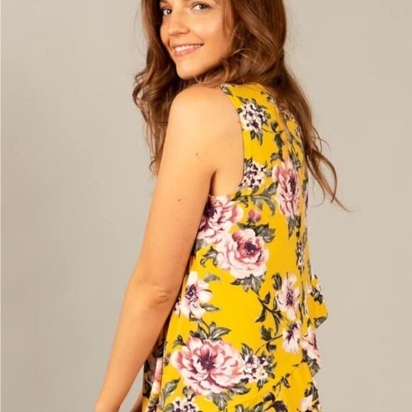NWT Agnes & Dora Crossover Tank - Yellow Lilac Floral - Picture 5 of 7
